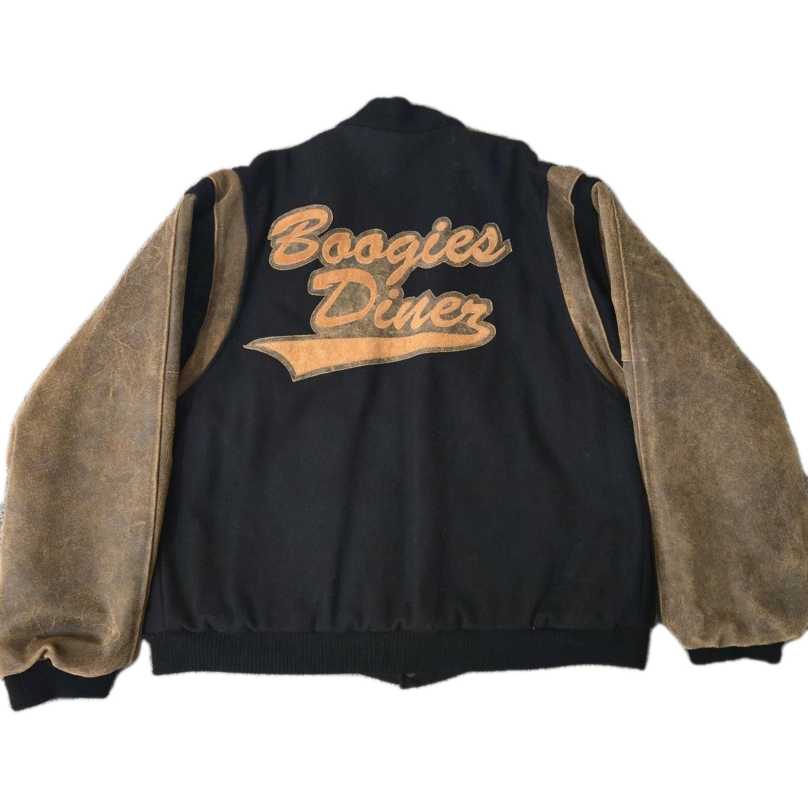 Vintage Boogies Diner Las Vegas Varsity Jacket Leather And Wool Size Xxl